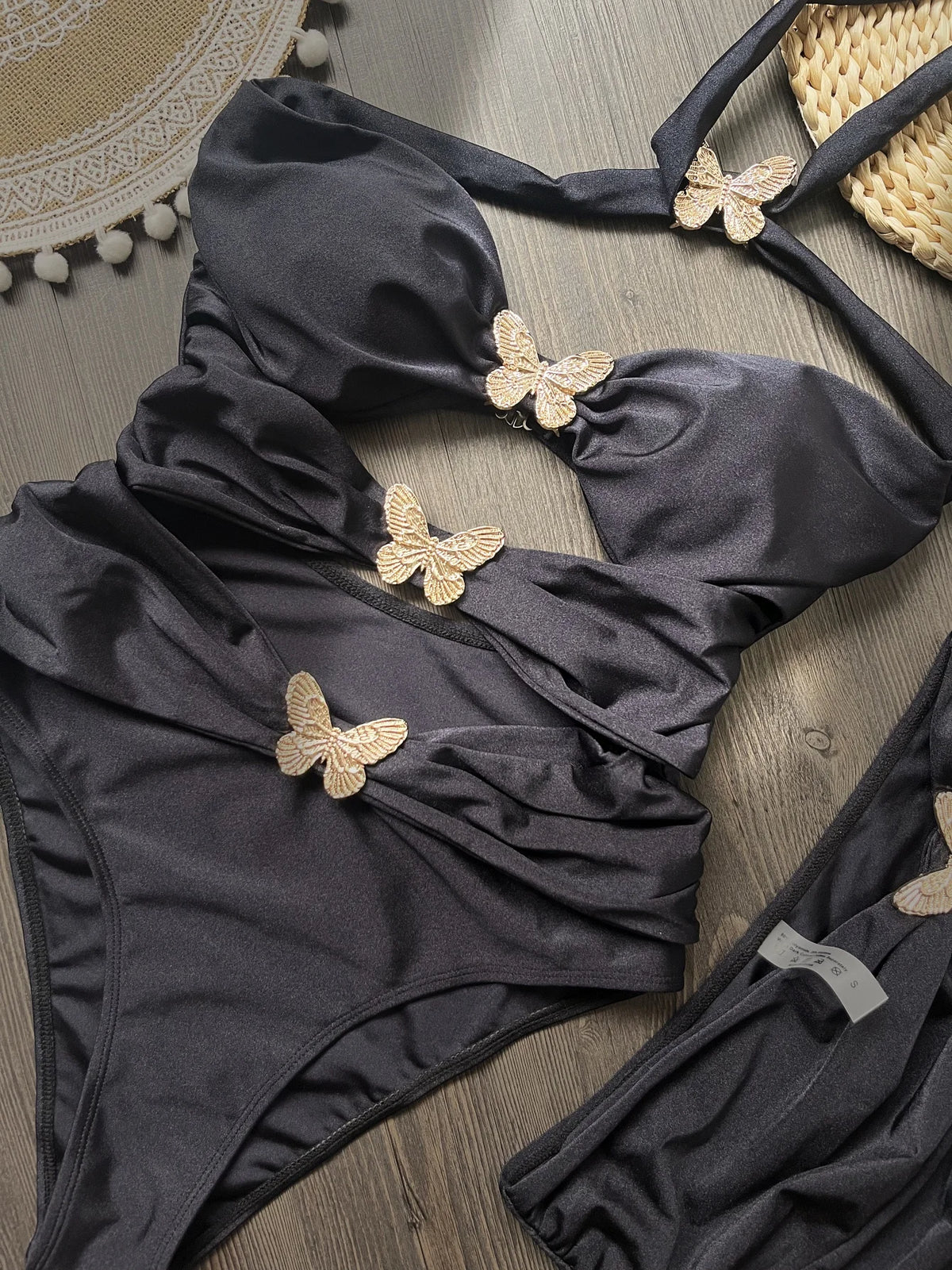 Hot Sale Butterfly Women One Piece Swimsuit Black Skirt Sexy Cut Out Swimwear Mujer Monikini Bathing Suit Lady Beach Suit