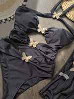 Hot Sale Butterfly Women One Piece Swimsuit Black Skirt Sexy Cut Out Swimwear Mujer Monikini Bathing Suit Lady Beach Suit