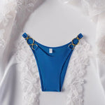 Sexy Low Waist Women Bikini Bottom Side Metal Buckles Hollow Out Swimming Thongs Summer Beach G-String Bathing Swimming Trucks