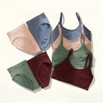 Women Seamless Bra Briefs Set Push Up Bra Top Sexy Lingerie Female U Back Crop Top Brassiere Underwear Set