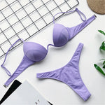 New Sexy V-bar Underwired Bra Push Up Bikini Women Swimwear Female Swimsuit Two-pieces Set V Wire Bather Bathing Suit Swim V1732