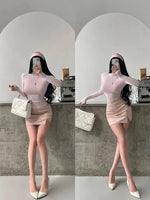 Mature Pure Desire Sexy High Waist Hip Slit Anti-Exposure Bodycon PU Leather Mini Skirt Fashion Sexy Women Mini Skirts 99JO