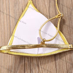 Women Sexy Thong Bikini Set Silver Gold Sequinis Biquini Swimwear 2025 Summer Push Up Padded Bra Bathing Suit Beach Wear