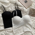 Women Tops With Built In Bra Ice Silk Tube Top Seamless Bra Femal Comfort Underwear Wirefree Padded Brassiere Sexy Crop Top