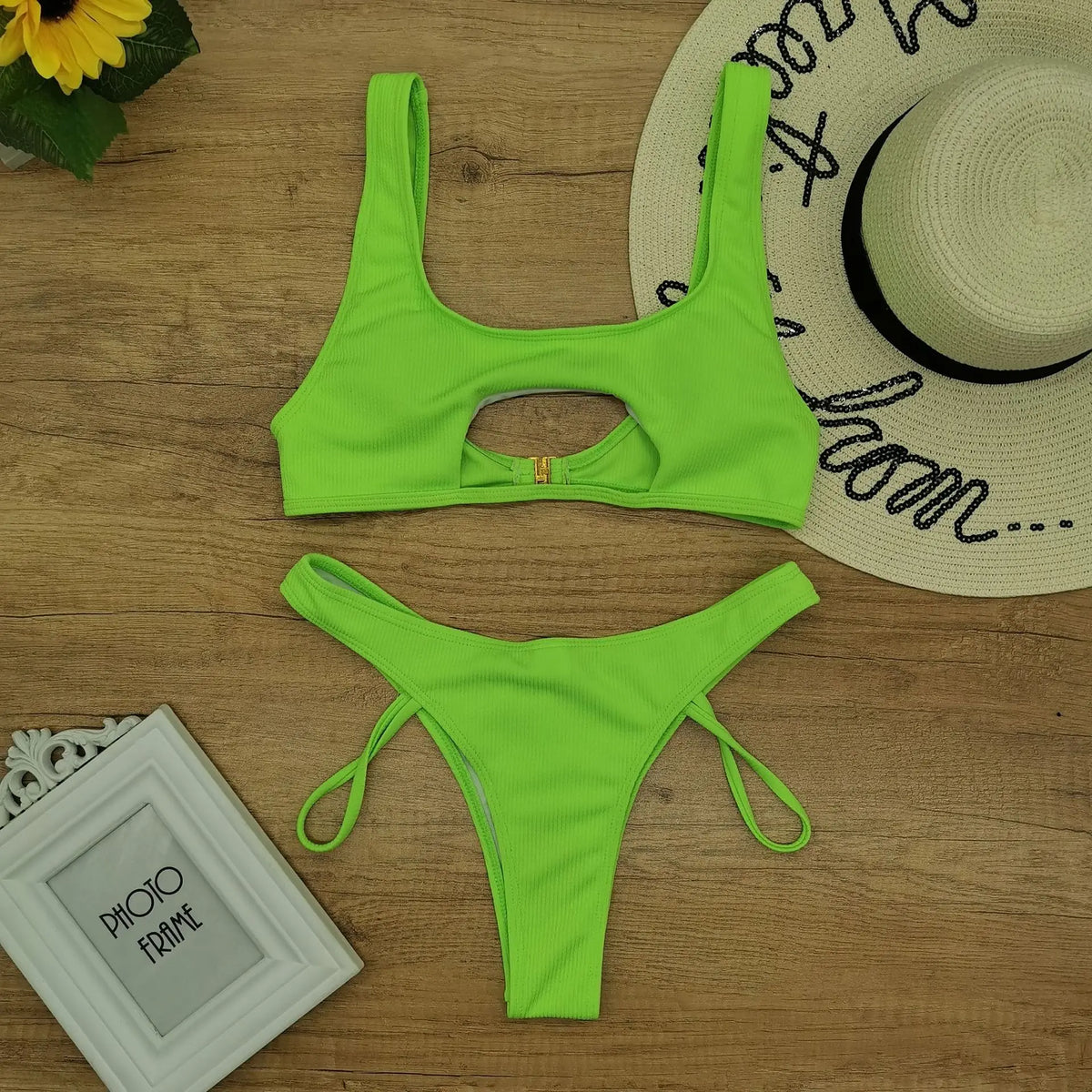 Micro Bikini 2022 Sexy Women Swimsuit Female Rib Bikini Set Push Up Women Swimwear Brazilian Biquini Cut Out Neon Bathing Suit