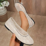 2026 Summer Fashion Lace Round Toe Shallow Flat Shoes Breathable Comfortable and Versatile New Women's Shoes