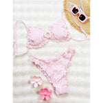 Wrinkled Crinkled Frilled Bikini Female Swimsuit Women Swimwear Two-pieces Bikini set Brazilian Bather Bathing Suit Swim V8053