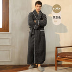 Autumn Winter Flannel Plus Size Robe Pajamas Thick Cozy Fleece Couple Bathrobe, Men Women Long Warm Loungewear,
