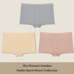 3Pcs Women's Seamless Panties Sports Boxer Underwear Female Solid Color Comfortable Briefs Cozy Lingerie Intimate Underpant S-XL