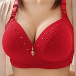Gathered Side Collection Lifting Underwear Breasts Brassiere Large Size Bra Full Cup Underwear Brassiere No Steel RingBra
