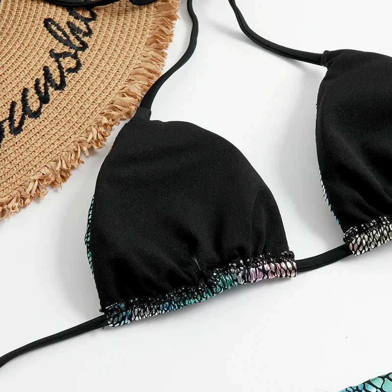 Fish Scales Shiny Halter Triangle Bikinis Sets Swimwear Women Micro Thong Swimsuits Swimming Suit Biquinis Bikinis de Mujer 2026
