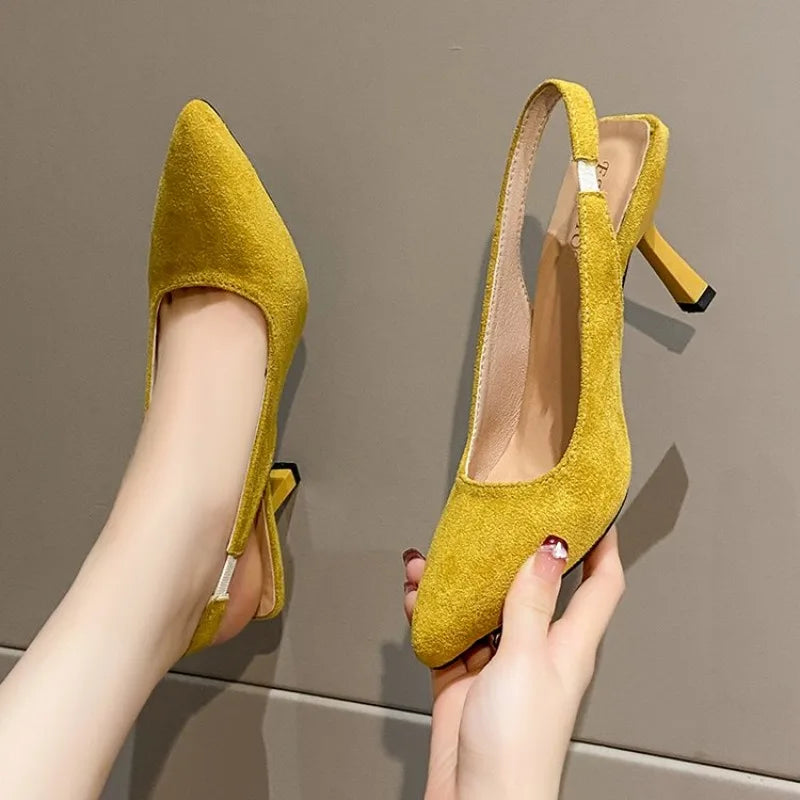 2026 Summer Sandals Women Fashion Pointy Shallow MouthBack Air Anti-slip Wear Heels