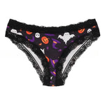 1 Pc Printed Lingerie for Women Sexy Lace Edge Wrapped Hip Underwear Halloween Themed Comfortable and Breathable Triangle Pants