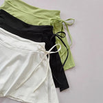 Women's sports yoga short skirt, badminton tennis skirt pants with inner pockets and side slit straps