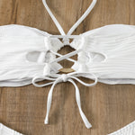 Sexy Bikini 2026 Women White Ring Linked Hollow Out Push Up Micro Swimsuit Brazilian Bandeau Bathing Suit Bandage Thong Swimwear