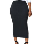 Women Skirt Solid Color Elastic Bodycon High Waist Mid-calf Length Sheath Skirt No Constraint Match Top Comfortable Dating Skirt