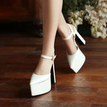 Platform Pointed Toe Sandals for Women Summer New Ankle Buckle Strap Gold Runway High Heels Large Size 43 Wedding Party Shoes