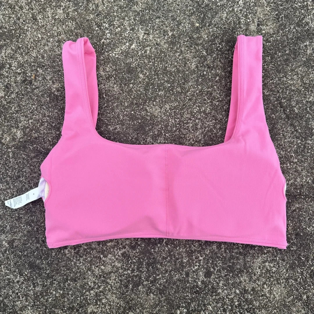 Solid Color Butter Square collar Soft Gym Yoga Underwear Women Hollow back shoulder strap Fitness Vest sport Bra Top With pad
