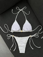Sexy Yellow 3D Flower Micro Bikini 2026 Women Hole Out Stone Strap Push Up Bra Thong Swimsuit Holiday Bathing Suit Swimwear
