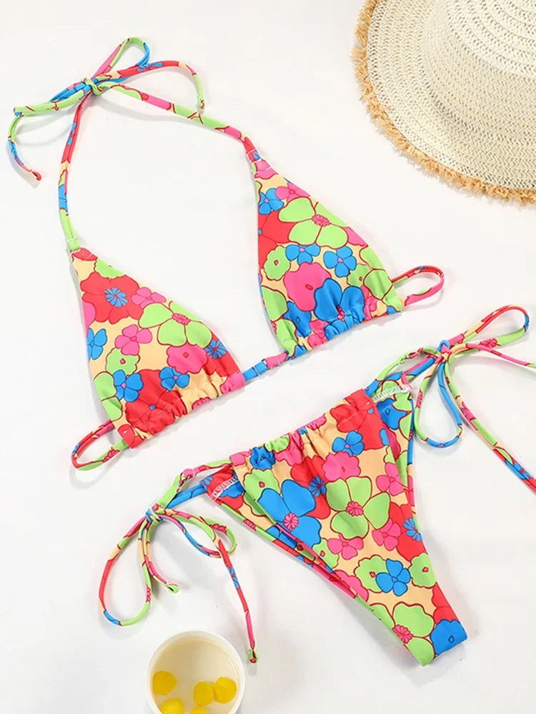 2025 Polka Dot Mini Micro String Bikini Women Swimsuit Female Bikinis Brazilian Swimwear Two Pieces Bikini Set Bathing Suit Swim