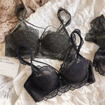 MOYISU French Pure Lace Bralette Petite Bra Set, AABB Cup with Removable Straps & Thin Push Up Pads, Soft Underwire Sexy Women's