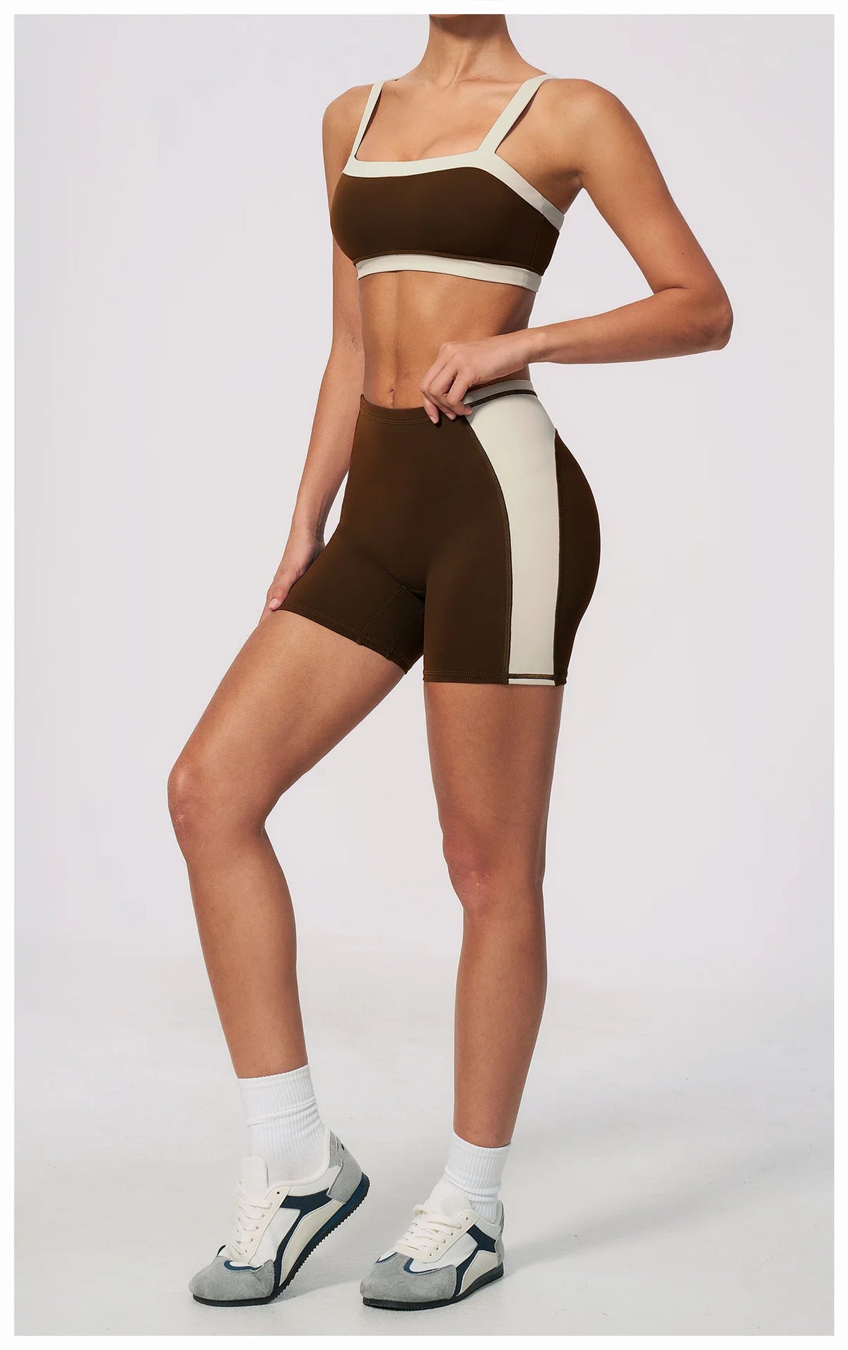Summer Color Blocking Yoga Suit Women Shockproof Slim Sports Bra High Waist Hip Lift Shorts Gym Running Fitness Sets Tracksuit