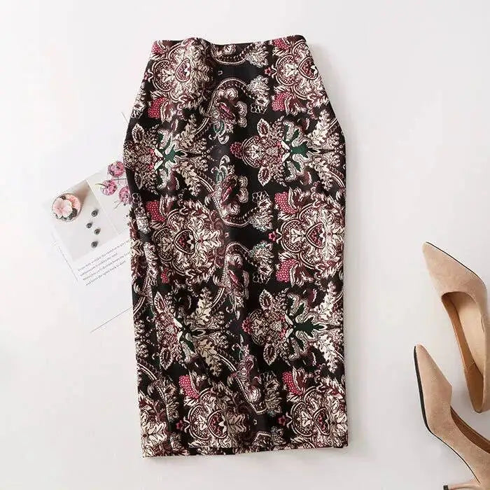 Spring Summer Women Y2K High Waist Midi Pencil Chiffon Skirts Slim Bodycon Vintage Hip Raise Korean Fashion Clothes UOV5
