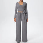 3 Pcs Women's Seamless Yoga Set Sports Fitness Gym Slim-Fit Long Sleeve & Tank Top Suits Workout Running Training Sets