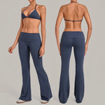 Women's Seamless Yoga Set Sports Fitness Training Ruched-Waist Hips Lifting Leggings Suits Gym Workout Running Slim‑fit Bra Sets