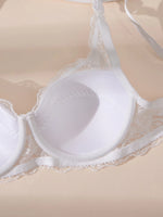 2Pcs/Set Lace Bra for Women Sexy Underwire Push-Up Bra Breathable Mesh Thin Soft Lingerie Adjustable No Lining Women's Bra