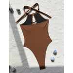 S - XL 7 Colors Lace Up High Neck Full Back Women Swimwear One Piece Swimsuit Female High Leg Cut Bather Bathing Suit Swim V6272