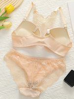 Hot selling 2-piece set of sexy red front button braissere beautiful back butterfly fashion bra push up women's set A2120
