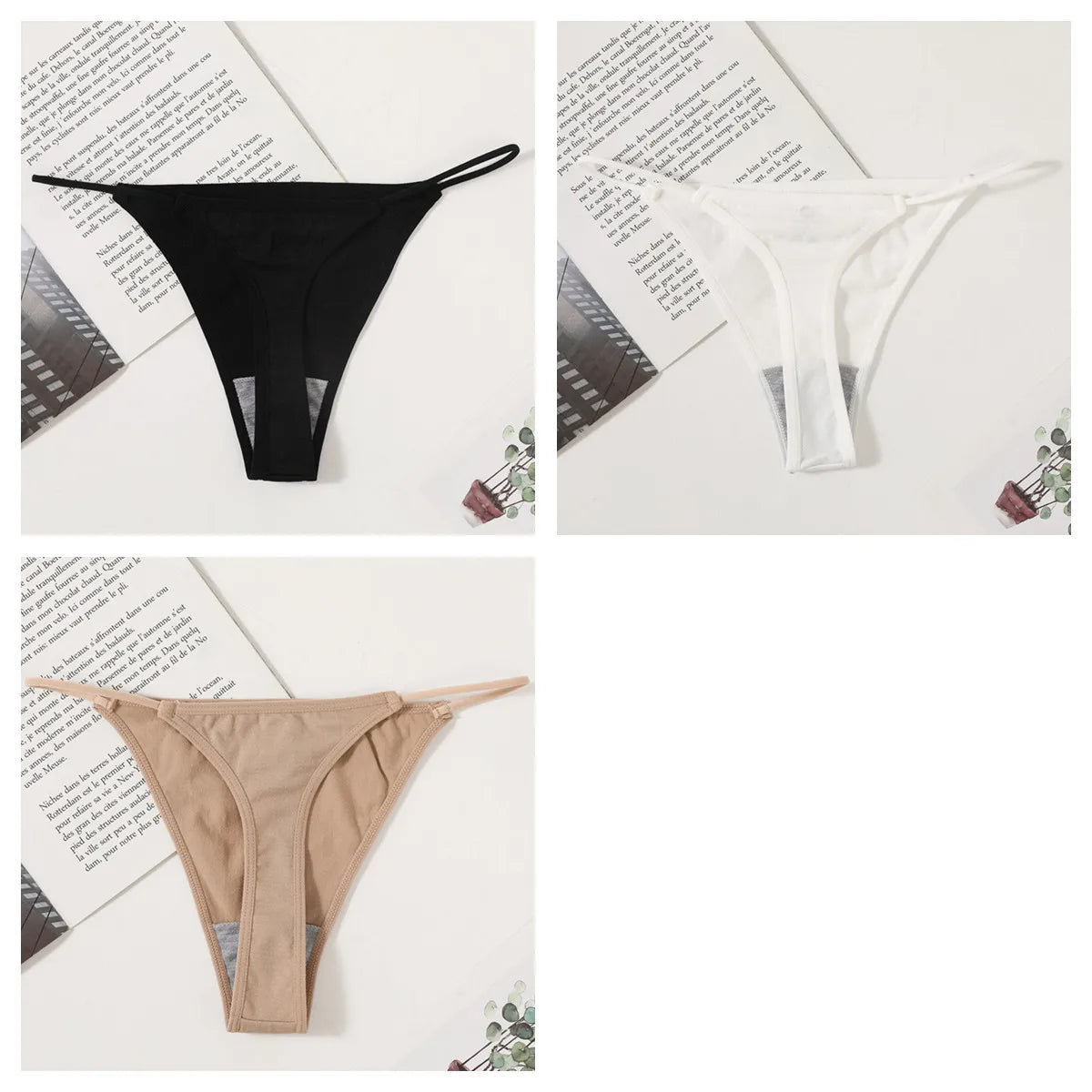 3Pcs/Set Women Panties G-String Seamless Underwear Low Rise Thongs Sexy Lingerie Female Thong G-String High Cut Panties