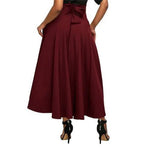 Fashion Women's Ladies Solid Color Bandage Pleated Cocktail Party High WaistSummer A Line Skirts With Pocket