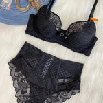 New Sexy Splicing Lace Underwear Women Bra and High Waist Panties Set Cozy Underwie Push Up Brassiere Ladies Temptation Lingerie