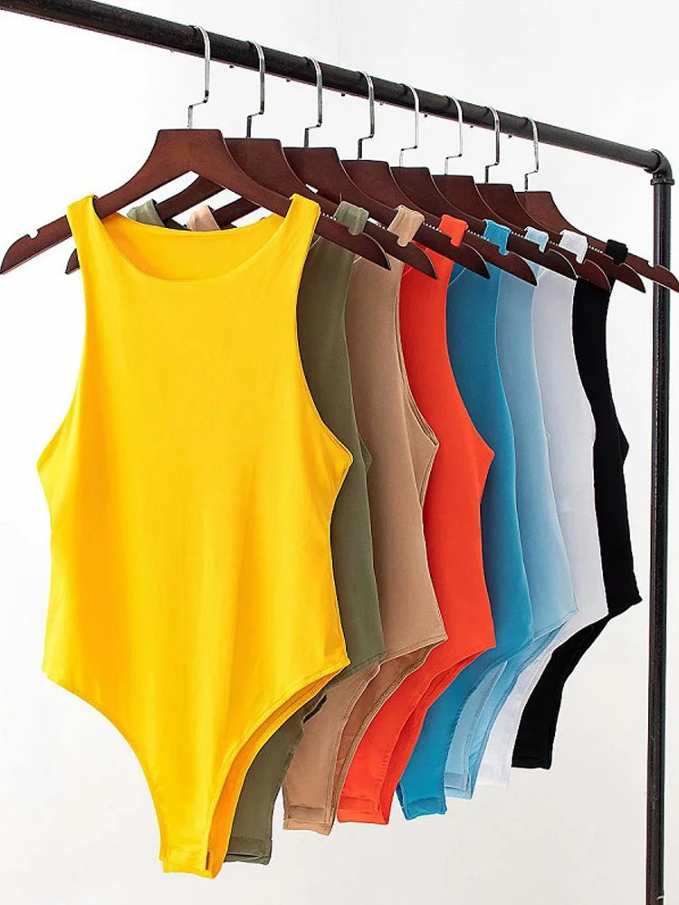 summer solid sexy bodycon women bodysuits female 8 color green slim casualbodysuit chic lady club short playsuits femme