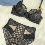 New Sexy Splicing Lace Underwear Women Bra and High Waist Panties Set Cozy Underwie Push Up Brassiere Ladies Temptation Lingerie