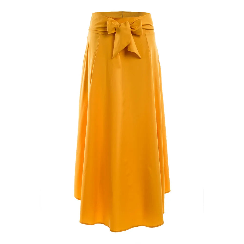 Fashion Women's Ladies Solid Color Bandage Pleated Cocktail Party High WaistSummer A Line Skirts With Pocket