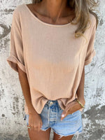 Full Size Round Neck Short Sleeve T-Shirt Plus Size