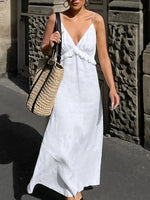 Ruffled V-Neck Maxi Dress - Ladyez