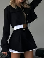 Button Up Cropped Jacket & Skirt Set