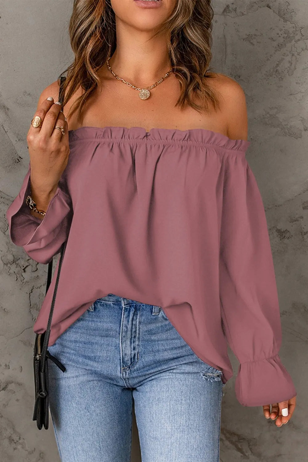 Frill Off-Shoulder Flounce Sleeve Blouse - Ladyez