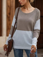 Color Block V-Neck Knit Top