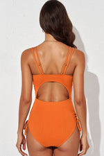 Tied Cutout Plunge One-Piece Swimsuit - Ladyez