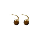 Tiger Eye Ball Drop Earrings