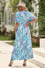 Multicolored V-Neck Maxi Dress - Ladyez