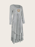 Full Size Heart-Decor Layered Midi Dress Plus Size