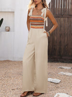 Tie Shoulder Wide Leg Jumpsuit
