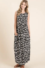BOMBOM Leopard Maxi Dress with Pockets - Ladyez