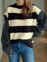 Contrast Round Neck Long Sleeve Sweater